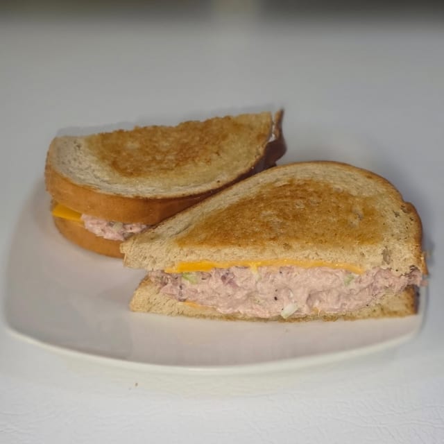Tuna Melt on Rye Sandwich.